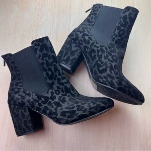 Torrid | glittery black leopard block heel booties | zip up | 11.5 Wide